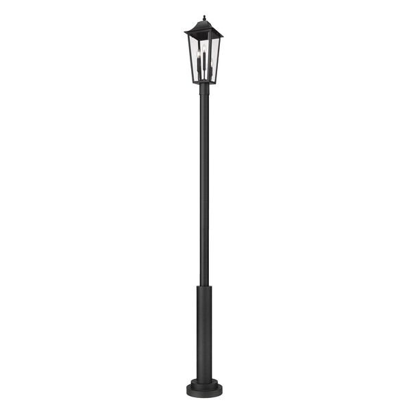 Gannon 3 Light Outdoor Post Mounted Fixture, 12in. W X 121.5in. H, Black